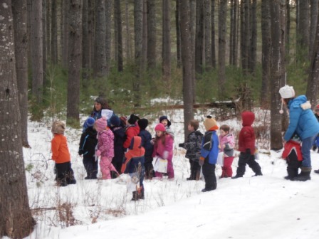 Class goes outside in winter