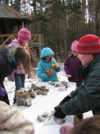 Students learning outside in winter