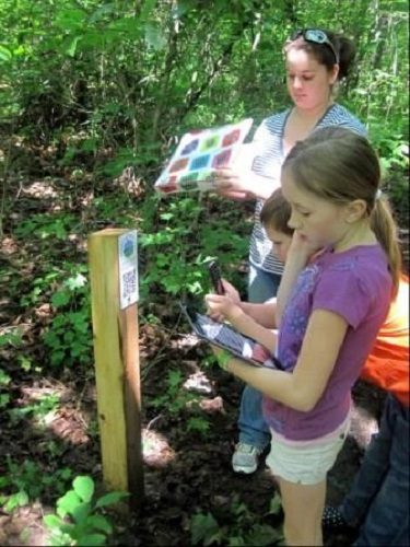 students-outside-taking-notes-in-forest