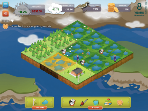 Carbon capture climate change science game for middle and high school students