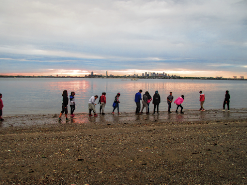 students-on-beach-Thompson-Island-Boston