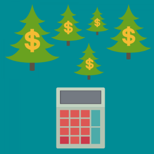 calculator estimating the value of trees