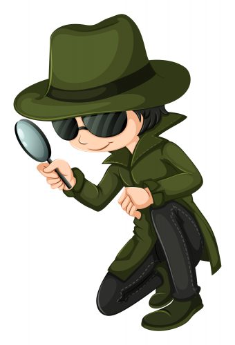 Illustration of a smart young detective on a white background