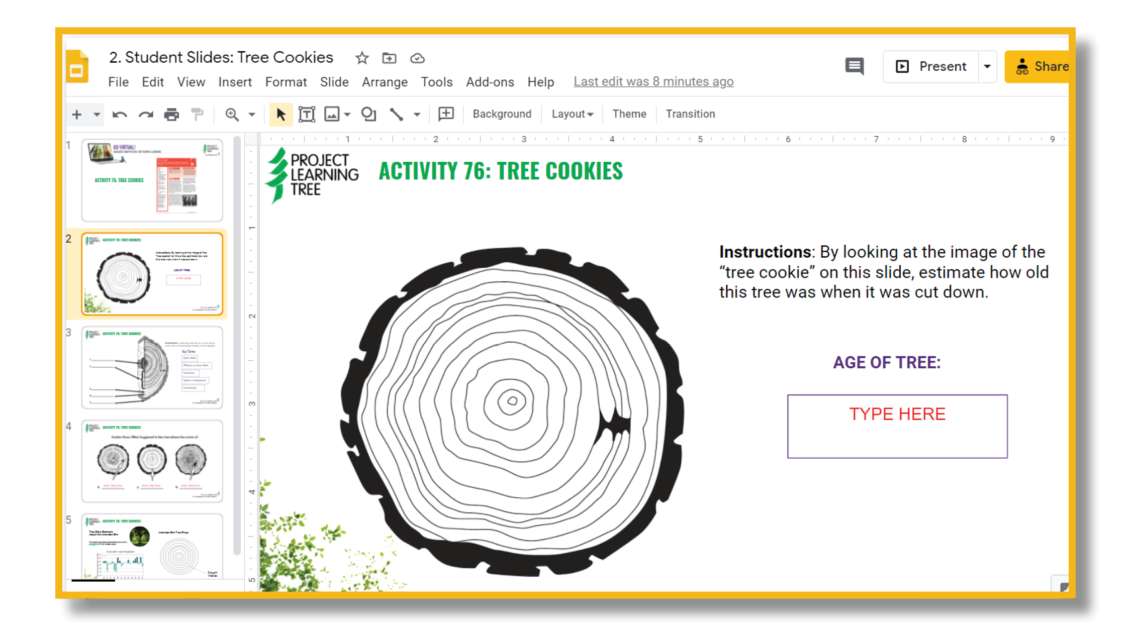 Google slide example for virtual learning