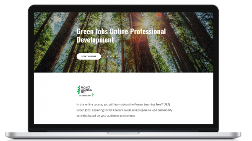 Computer-displaying-start-of-project-learning-tree-green-jobs-online-course