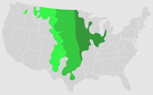  map showing the range of prairie stretching across the middle of the united states
