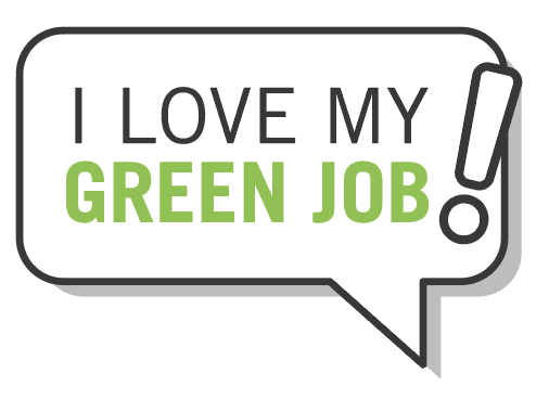 speech bubble with i love my green job inside