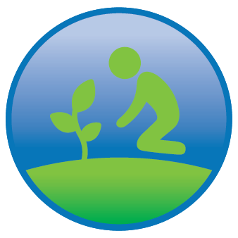 take it outside icon of a person planting a tree