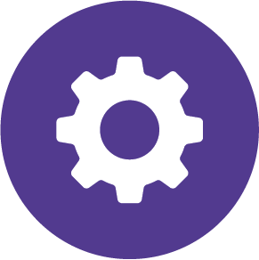 purple icon of a gear