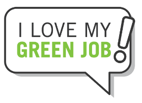 bubble graphic with i love my green job in text