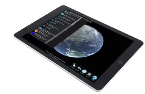 tablet with a photo of earth