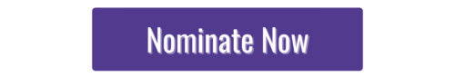 Purple square website button with white text with the words nominate now