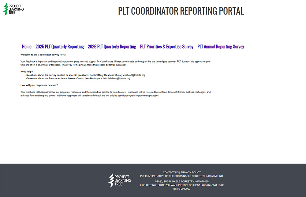 PLT Coordinator Reporting Portal